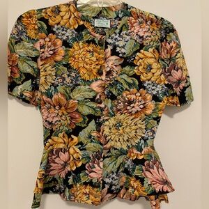 Vintage 1980s Foral Peplum Top